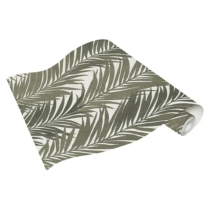 Dutch Wallcoverings Vliesbehang Bladeren Groen - Groen, 10,05 x 0,53 m - Diagonaal zicht