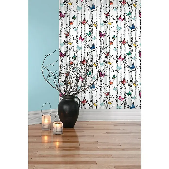 Dutch Wallcoverings Papierbehang Vlinders/Berken - Wit, Diermotief, 10 x 0,53 m - Sfeeropname