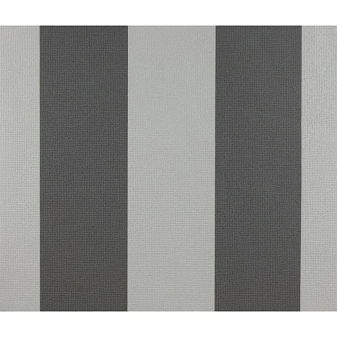 Dutch Wallcoverings Vliesbehang Blokstreep Grijs/Wit - Grijs/Wit, Strepen, 10,05 x 0,53 m - Close-up