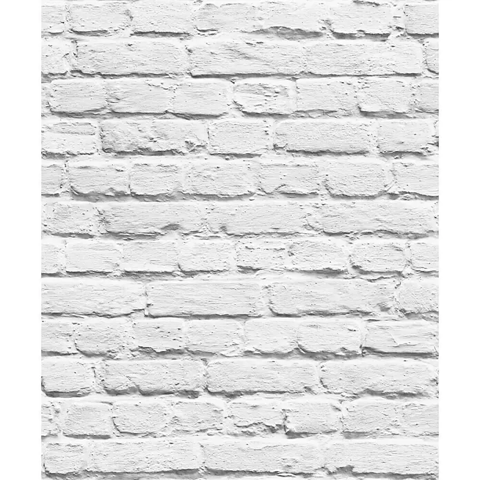 Dutch Wallcoverings Papierbehang Bakstenen Wit - Wit, Steenlook, 10 x 0,53 m - Close-up