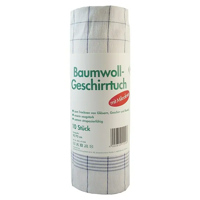Theedoek - 10 stk., 70 x 50 cm, 45% microvezel, 48% katoen, 7% polyester - Vooraanzicht
