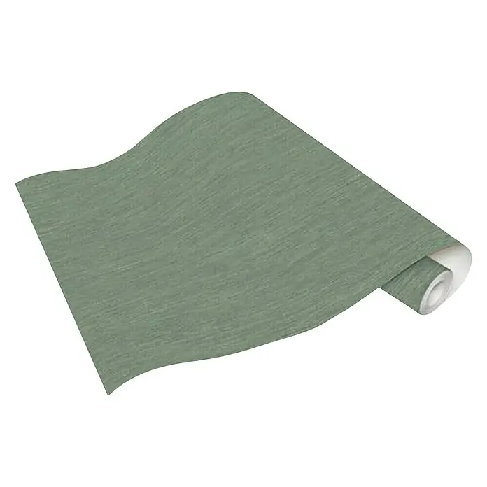 Dutch Wallcoverings Vliesbehang Uni Groen - Groen, Uni, 10,05 x 0,53 m - Diagonaal zicht