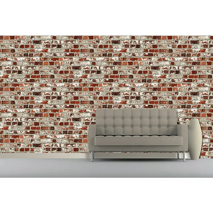 Dutch Wallcoverings Papierbehang Bakstenen - Bruin/Rood, Steenlook, 10 x 0,53 m - Sfeeropname
