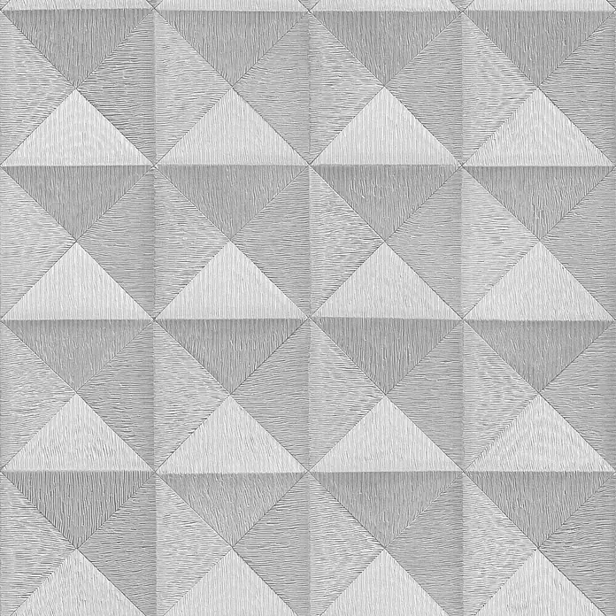 Dutch Wallcoverings Vliesbehang 3D Effect Zilver - Zilver, 3D-look, 10,05 x 0,53 m - Close-up