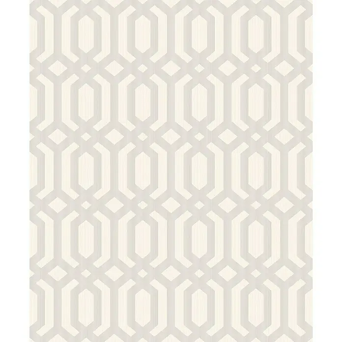 Dutch Wallcoverings Vliesbehang Myriad Kerala Trelliwit/Zilver - Wit/Zilver, Motief, 10,05 x 0,53 m - Close-up