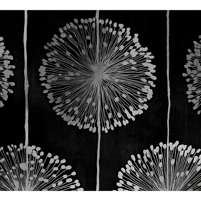 Dutch Wallcoverings Papierbehang Bloem Zwart/Zilver - Zwart/Zilver, Gebloemd, 10 x 0,53 m - Close-up
