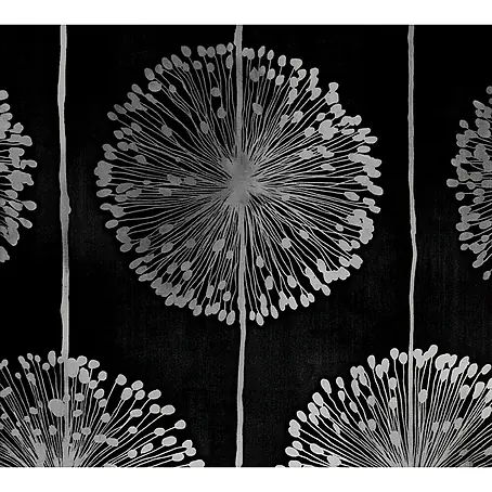 Dutch Wallcoverings  Papierbehang Bloem Zwart/Zilver