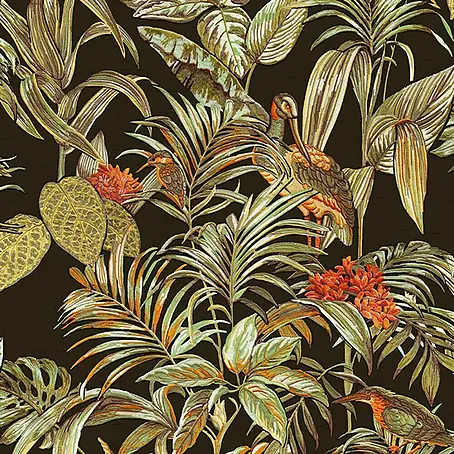 Dutch Wallcoverings  Vliesbehang Bird of Paradise Zwart