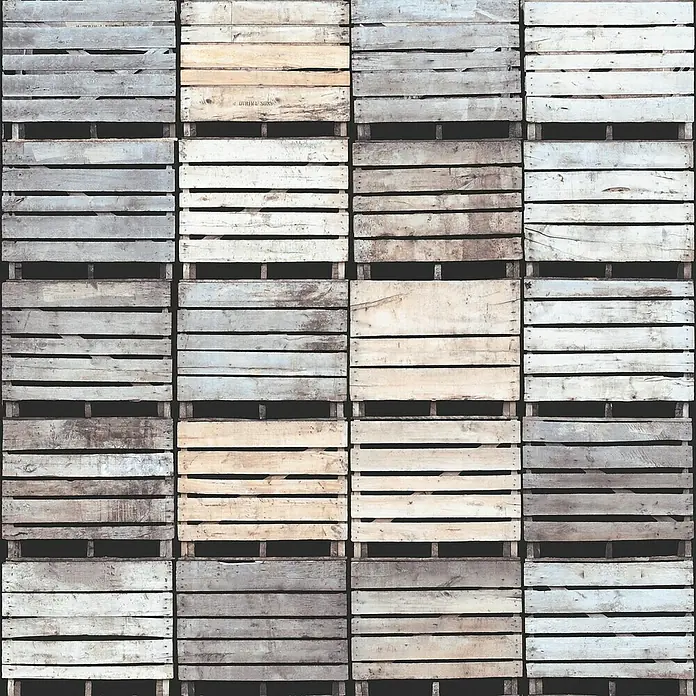 Dutch Wallcoverings Vliesbehang Kisten Grijs - Grijs, Houtlook, 10,05 x 0,53 m - Close-up