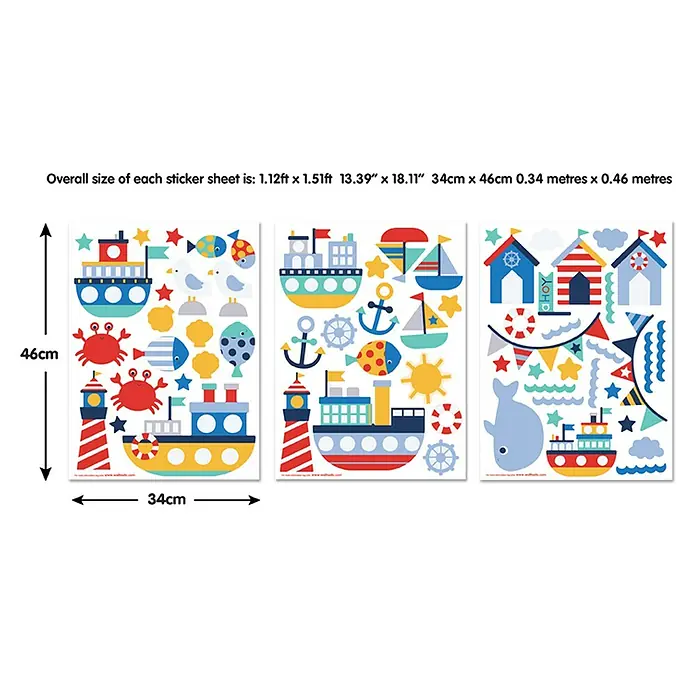 Walltastic Muursticker Set Nautical 64 Stickers - Decoratieve sticker