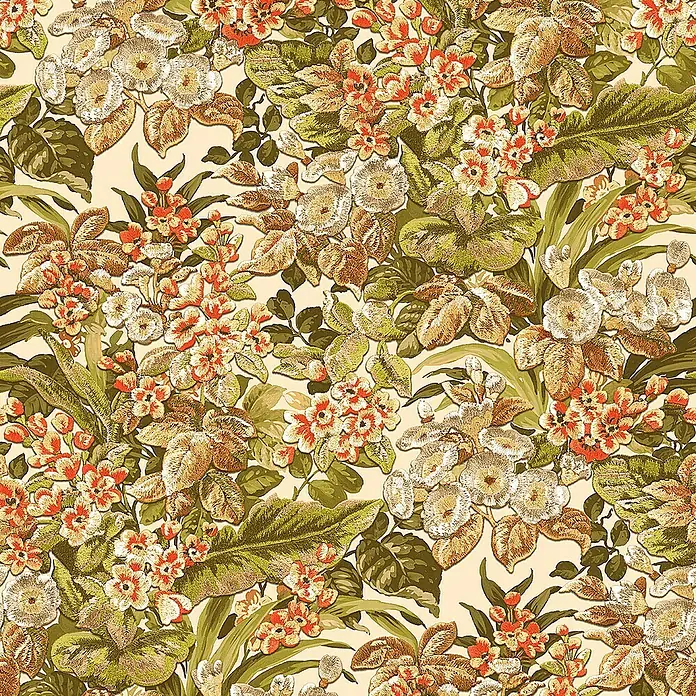 Dutch Wallcoverings Vliesbehang Floral Groen - Groen, Gebloemd, 10,05 x 0,53 m - Close-up