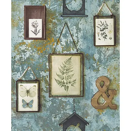 Dutch Wallcoverings  Vliesbehang Lijstjes Blauw/Groen