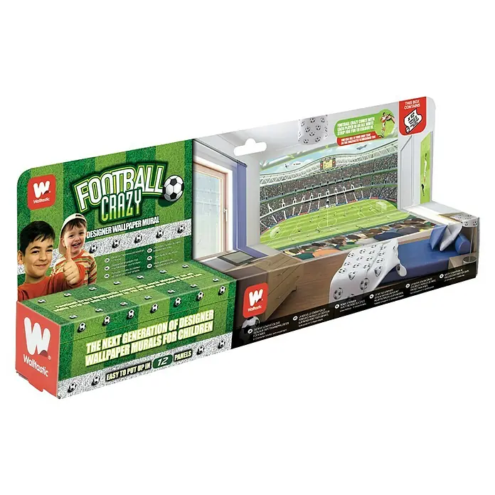 Walltastic Fotobehang Football Crazy - 12-delig, 244 x 305 cm - Diagonaal zicht