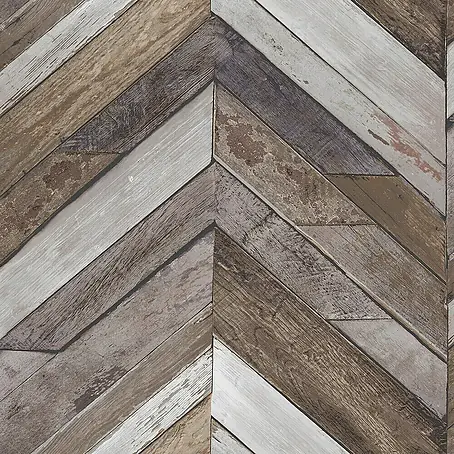Dutch Wallcoverings  Vliesbehang Hout Visgraat Bruin