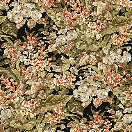 Dutch Wallcoverings  Vliesbehang Floral Zwart
