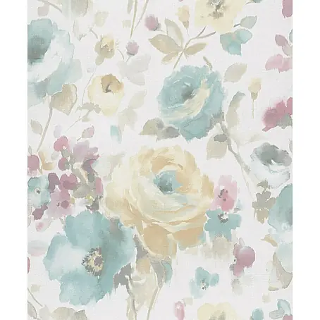 Dutch Wallcoverings  Vliesbehang Bloem Blauw/Roze