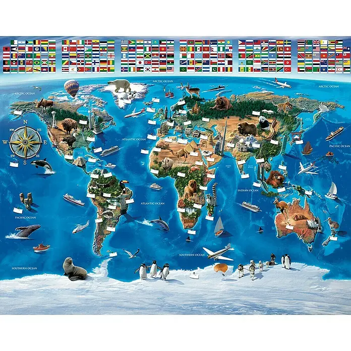 Walltastic Fotobehang Map of the World - 12-delig, 244 x 305 cm - Close-up