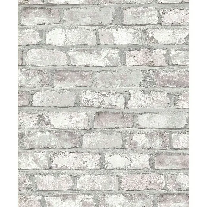 Dutch Wallcoverings Vliesbehang Baksteen Wit - Wit, Steenlook, 10,05 x 0,53 m - Close-up