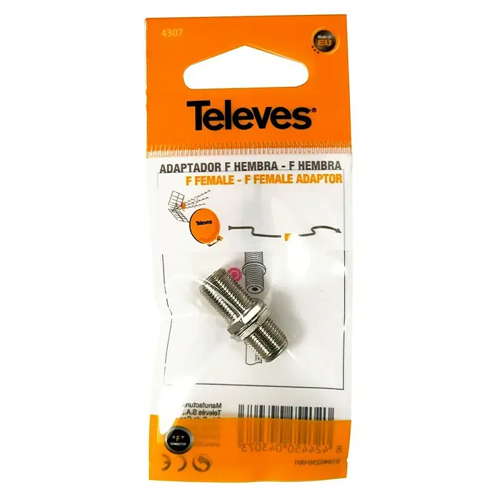 Televés Adaptador F - 1 ud., 2 x conector F - Vista frontal