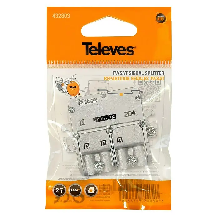 Televés Distribuidor EasyF 2D - x 2, Tipo de conexión: Conector F - Vista frontal