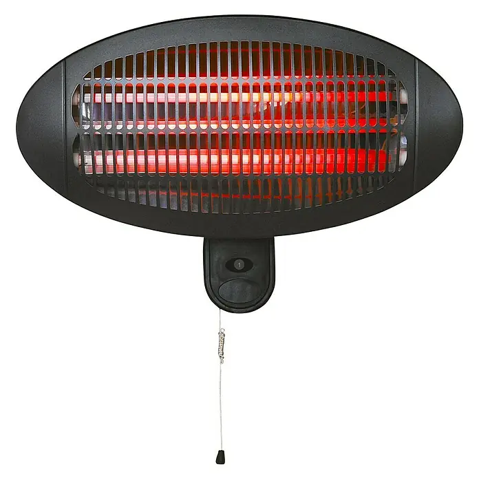 Estufa de exterior de cuarzo - 650 W - 2.000 W, Altura: 24,2 cm, Plástico - Vista frontal