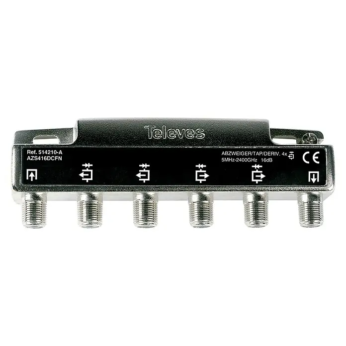 Televés Distribuidor 4 salidas 16 db - Conector F, Apto para: TV - Vista frontal