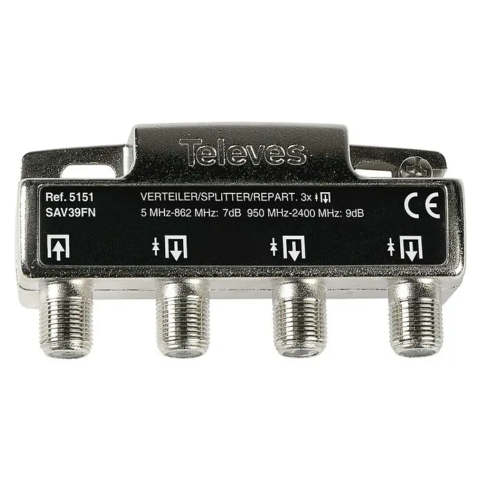Televés Distribuidor F 3D - x 3, Tipo de conexión: Conector F - Vista frontal