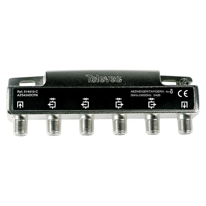 Televés Distribuidor 4 salidas 24 db - Conector F, Apto para: TV - Vista frontal