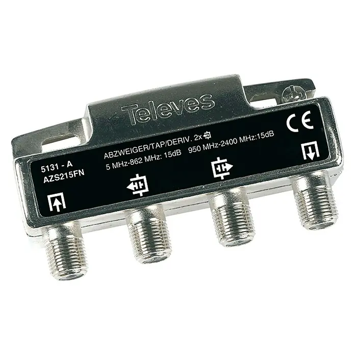 Televés Distribuidor Dos salidas 15db - Conector F, Apto para: TV - Vista angular