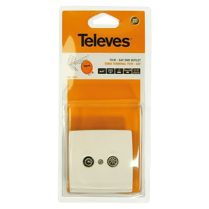 Televés Toma TV terminal separadora - Blanco/Plateado, x 2, Plástico - Vista frontal