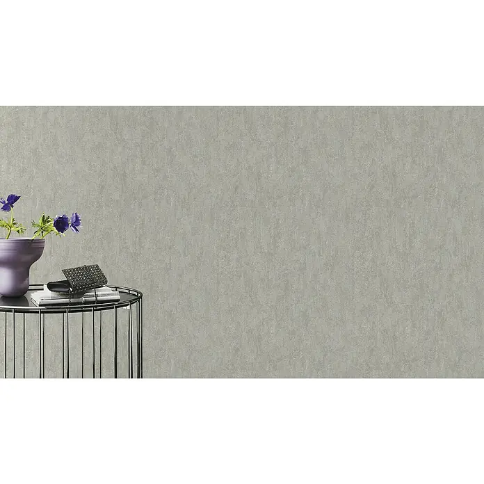 Rasch Vliestapete Andy Wand - Grau, Uni, 10,05 x 0,53 m - Stimmungsaufnahme