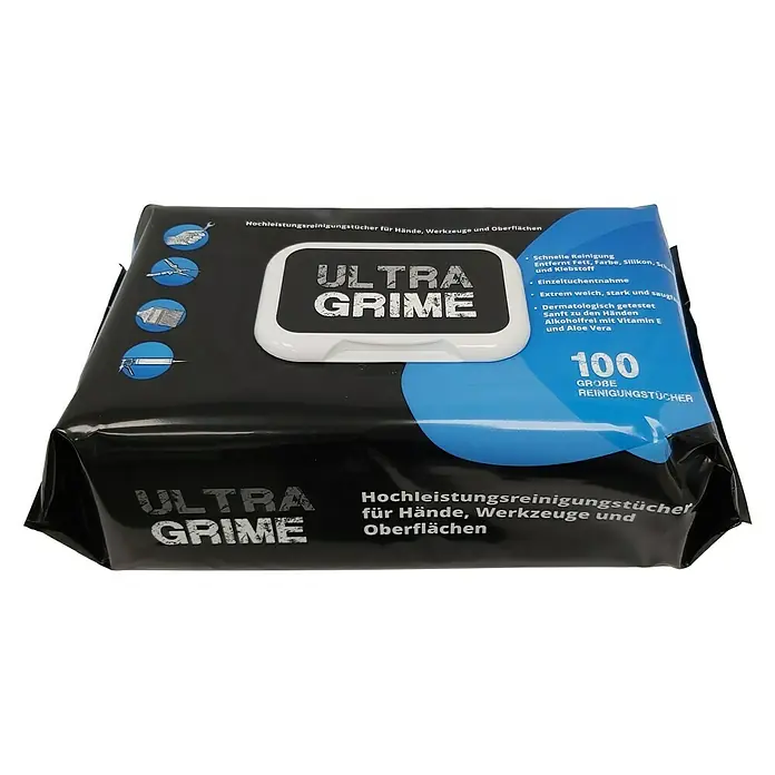 Feuchte Reinigungstücher Ultra Grime - 100 Stk. - Diagonale Ansicht