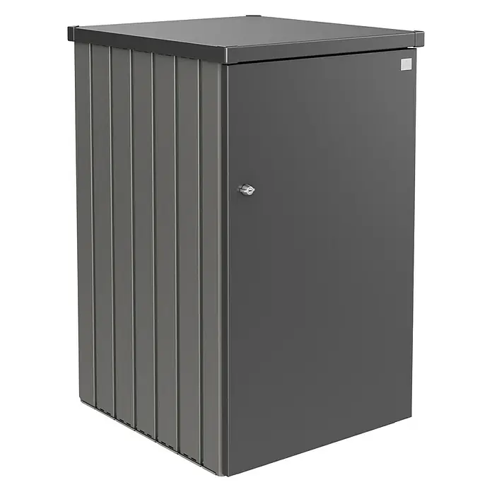 Biohort Mülltonnenbox Alex - 88 x 80 x 129 cm, Quarzgrau Metallic/Dunkelgrau Metallic - Diagonale Ansicht