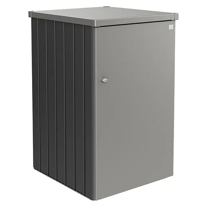 Biohort Mülltonnenbox Alex - 88 x 80 x 129 cm, Dunkelgrau Metallic/Quarzgrau Metallic - Diagonale Ansicht