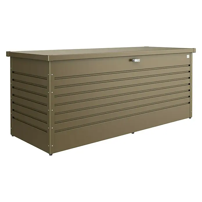 Biohort Garten-Aufbewahrungsbox 200 - L x B x H: 79 x 201 x 83 cm, Stahl, Bronze-Metallic - Diagonale Ansicht