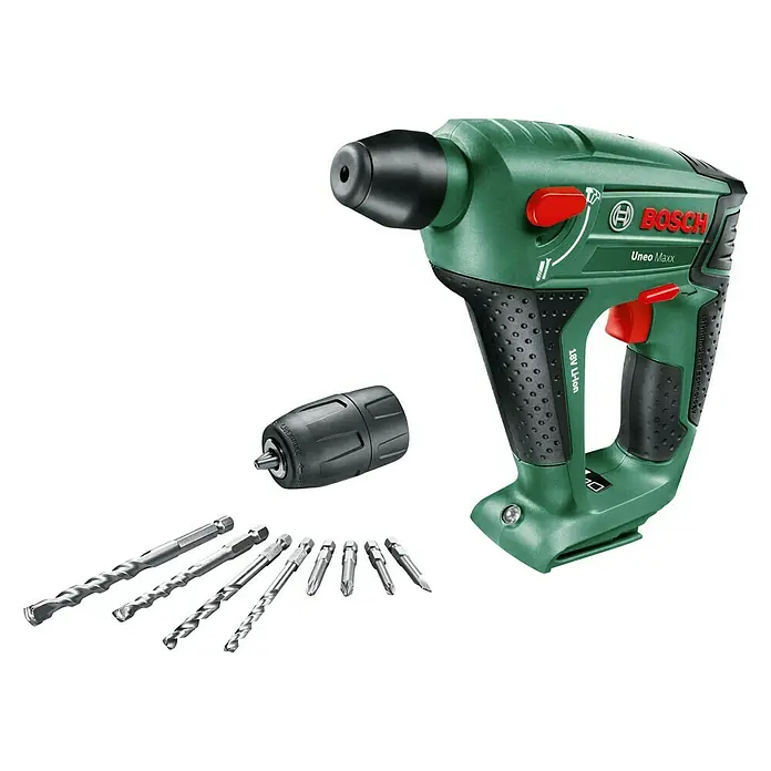 Bosch 18 V Power for All Akku-Bohrhammer Uneo Maxx - 18 V, Li-Ionen, Ohne Akku, Einzelschlagstärke: 0,6 J - Diagonale Ansicht