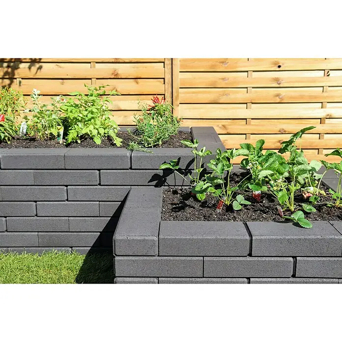 Mauerstein C-Line Block - 30 x 15 x 7,5 cm, Anthrazit, Beton - Anwendungsbeispiel
