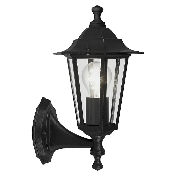 Eglo Laterna 4 Wandlamp voor buiten - 60 W, Zwart, Helder, IP44 - Diagonaal zicht