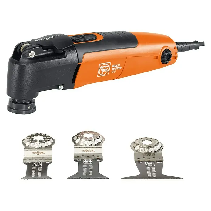 Fein MultiMaster Višenamjenski alat MultiMaster MM 300 Plus Start - 250 W, Kut oscilacija: ± 1,6°, Sustav STARLOCK-Plus - Dijagonalni pogled