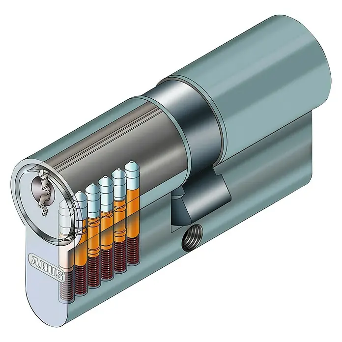 Abus Profilzylinder E20 NP - Baulänge innen: 10 mm, Baulänge außen: 30 mm, Anzahl Schlüssel: 3 Stk. - Diagonale Ansicht