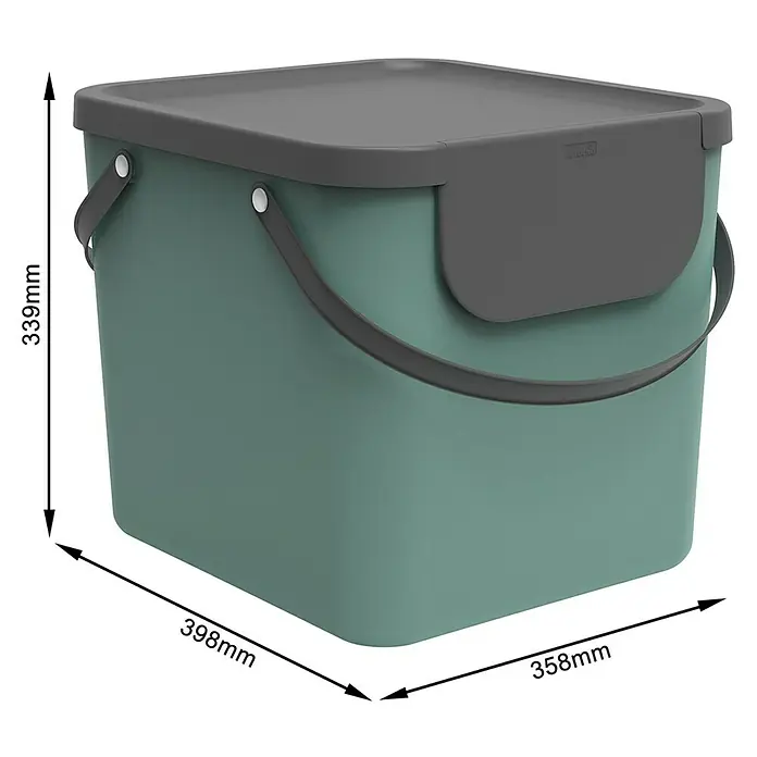 Rotho Albula Mülltrennsystem - 40 l, Mistletoe Grün, Eckig, Kunststoff