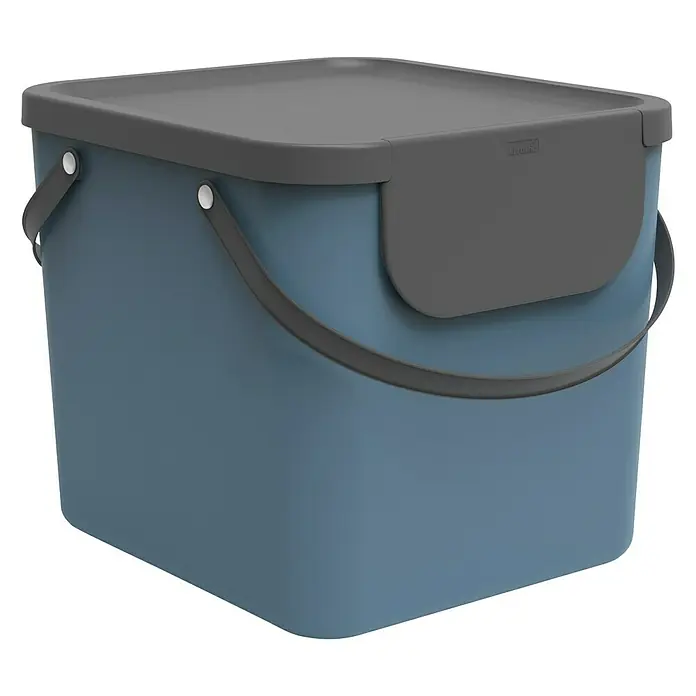 Rotho Albula Mülltrennsystem - 40 l, Horizont Blau, Eckig, Kunststoff - Diagonale Ansicht