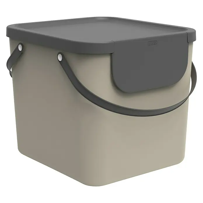 Rotho Albula Mülltrennsystem - 40 l, Cappuccino, Eckig, Kunststoff - Diagonale Ansicht