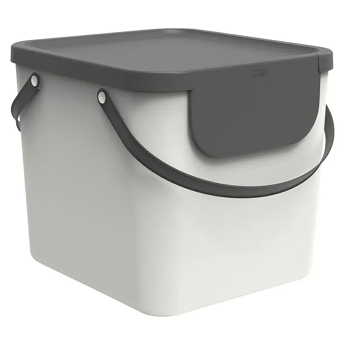 Rotho Albula Mülltrennsystem - 40 l, Weiß, Eckig, Kunststoff - Diagonale Ansicht