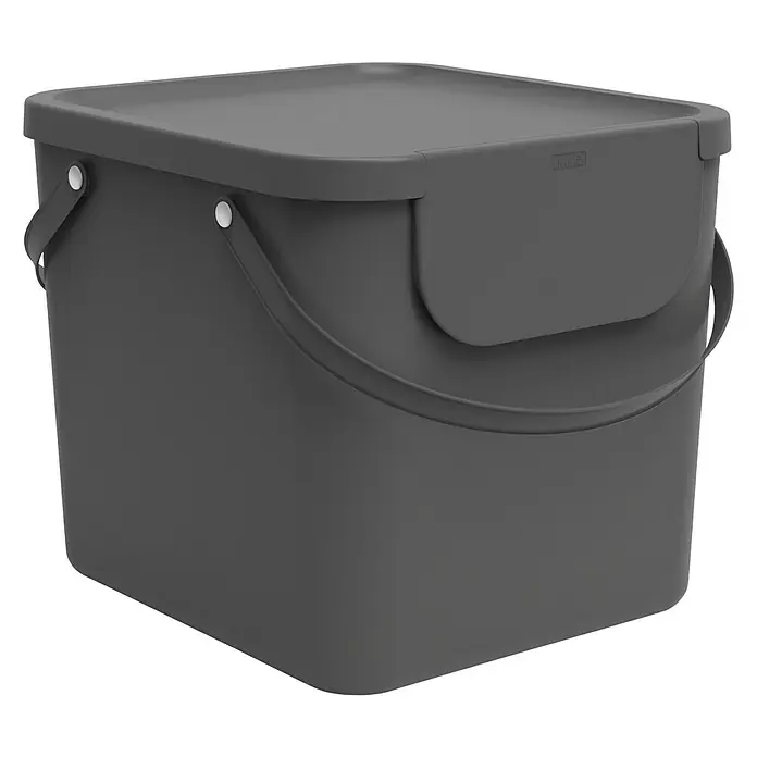 Rotho Albula Mülltrennsystem - 40 l, Anthrazit, Eckig, Kunststoff - Diagonale Ansicht