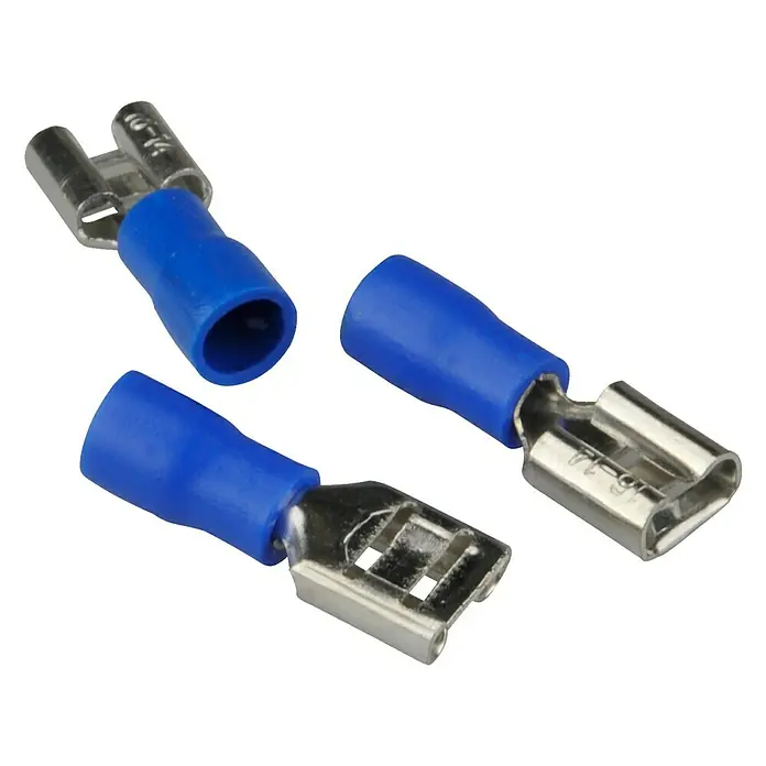 Flachsteckhülsen-Set - Breite: 6,3 mm, 20 Stk., 1,5 - 2,5 mm², Blau - Ansicht von oben
