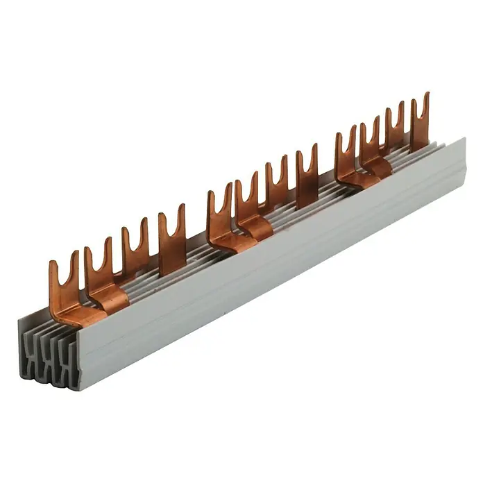 Gabelschiene Universal - 3-phasig, 10 mm², 210 mm - Diagonale Ansicht