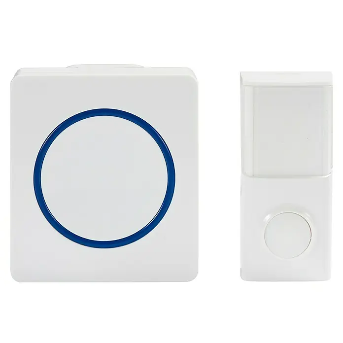 Heidemann Funk-Gong-Set Baseline PIEZO I - Weiß, Reichweite ca.: 100 m, IP55, Anzahl Ruftöne: 58 Stk. - Vorderansicht