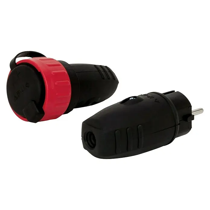 Rubberen veiligheidsstekker - 230 V, 16 A, IP44 - Diagonaal zicht