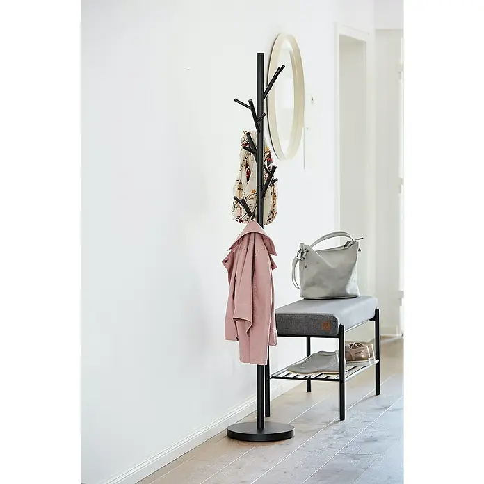 Stalak za odjeću Loft - Ø x V: 30 x 170 cm, Broj kuka: 15, Crne boje - Živopisni prikaz